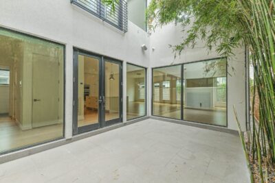 Contemporary atrium showcasing the home's clean architectural lines and modern design.