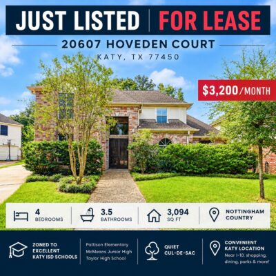 20607 Hoveden Ct Katy TX 77450 home for rent